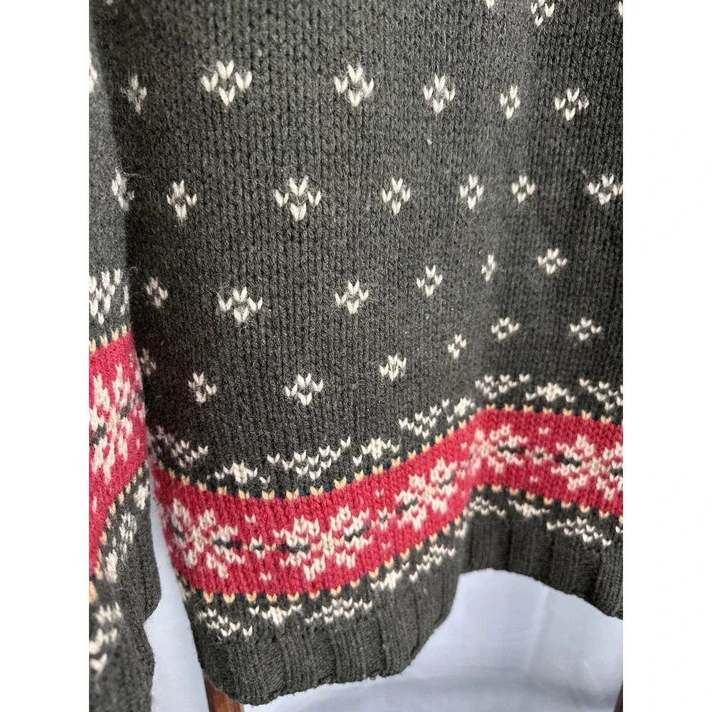Vtg Abercrombie & Fitch Sweater Mens Nordic Y2K Small 100% Wool Isle Mock Neck